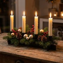 Product Candlestick black, candlestick advent wreath 40cm H8cm