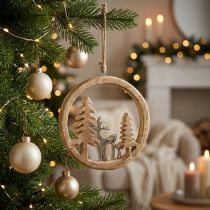 Product Hanging decoration window Christmas decoration reindeer wood decoration 19.5cm