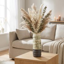 Product Ceramic vase for dried flowers, cream, grey-green, H34cm