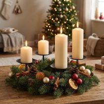 Product Candle holder for sticking black for narrow pillar candles Ø6.5cm 4 pcs