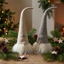 Product Gnome with felt hat Table décor Brown Beige H28cm 2 pcs