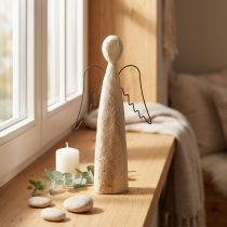 Product Modern Wooden Angel Figurine Guardian Angel H27.5cm