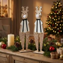 Product Reindeer wooden decoration figure Christmas to put 12×6.5cm H45cm 2pcs