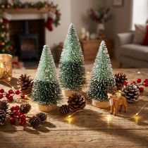 Product Mini artificial Christmas tree with snow Ø5cm H10cm 6 pcs
