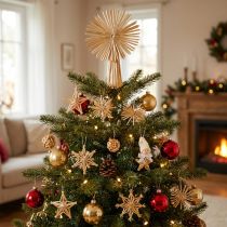Product Straw Star Set Christmas Tree Ornaments Figures and Stars 35pcs