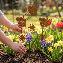 Product Garden stake bee, spring decoration, metal stake rust L24.5cm 6 pcs