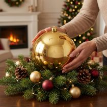 Product Christmas ball medium gold 20cm plastic