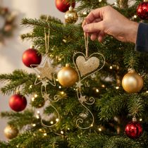 Product Christmas decoration pendant Christmas golden heart star 4pcs