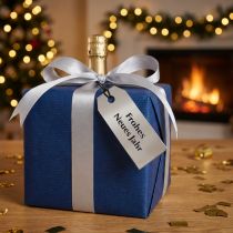 Product Gift tag "Happy New Year" silver 8×3.5cm 50pcs