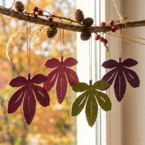Product Wooden decorative hangers, autumn leaves, pink, purple, green, 12x10cm, 12 pieces