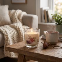 Product Scented candle in glass, bergamot, fig, white, Ø7.5cm H8.5cm