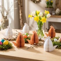 Product Decoration Chickens Honeycomb Paper White Orange 5.5×3.5×6cm 6 pcs