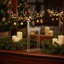 Product Decorative deer sculpture with large antlers, modern metal look, 48cm
