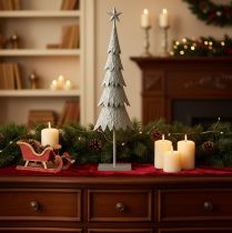 Product Decorative Christmas tree on a stand with star, festive table decoration, 74cm