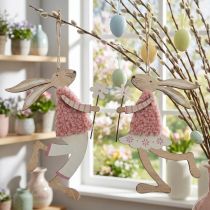 Product Wall decoration Easter bunny for hanging wood pink 14×19.5cm 4 pcs