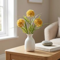 Product Artificial Flowers Yellow Allium Decoration Ornamental Onion 34cm 3 Pcs in Bunch