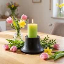 Product Candlestick black candle holder ceramic Ø12.5cm H7cm