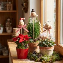 Product Snowman decorative plug flower plug natural wood 5cm 9pcs