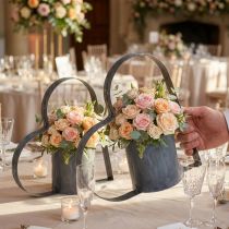 Product Antique grey metal holder with heart shape and glass container – 30 cm decoration for romantic atmosphere 2pcs