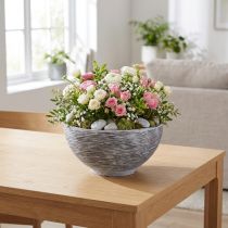Product Decorative bowl round plant bowl grey black Ø35cm H18cm