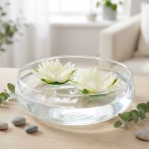 Product Water lily artificial flower floating table decoration cream white Ø15cm 2pcs