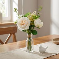 Product Bouquet of artificial roses. Cream silk flowers in a bouquet