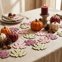 Product Wooden scatter decoration, autumn leaves, table decoration, purple, pink, green, 4cm, 72 pieces