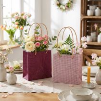 Product Paper Gift Bags Handle Burgundy Pink 12x12cm 8 pcs