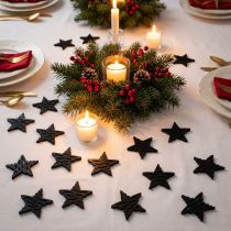 Product Scatter decoration black stars Christmas wood Ø4cm 72 pcs
