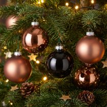 Product Christmas balls silver apricot glass balls Ø6cm 24 pcs