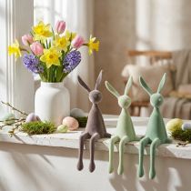 Product Easter Bunny Shelf Sitters, Flocked, Green/Brown, 28cm, 3 Pieces