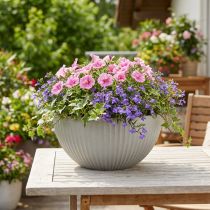 Product Plant pot plastic grey mottled bowl with grooves Ø30cm