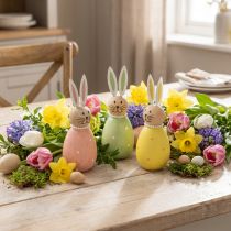 Product Decorative rabbit figurines in an egg design for spring-like home decor, 12cm, 3 pieces