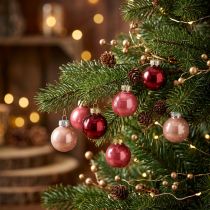 Product Christmas bauble glass decoration, shiny, 3cm, 22 pieces