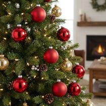 Product Christmas ball glass Ø6cm red mix 24 pcs