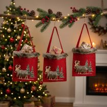 Product Christmas Bag Red with Fur 15.5cm x 18cm 3 pcs
