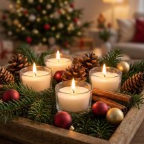 Product Tealights cinnamon scent, Christmas candle, scented tealight, candle decoration Ø25cm H40cm white 18 pcs