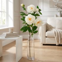 Product Silk flower peony artificial cream white 135cm