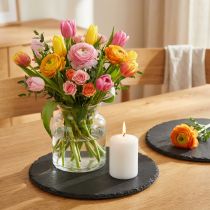 Product Natural Slate Plate Round Stone Tray Black Ø20cm 4 pcs