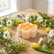 Product Three-wick candle white orange in the shape of a flower Ø11.5cm H4cm