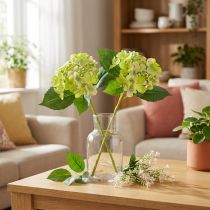 Product Artificial Hydrangeas Green Flowers Leaves L43cm 2pcs