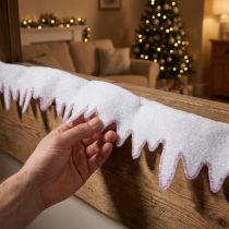 Product Icicle garland snow fleece with glitter border 13×180cm 3pcs