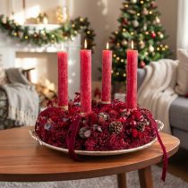 Product Decorative wreath, dried flowers, Bordeaux Lepidium, wall decoration, elegant, natural, Ø33cm