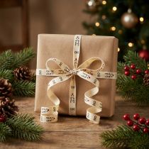 Product Sustainable curling ribbon white gift ribbon Christmas "Ho Ho Ho" 10mm 100m