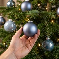 Product Decorative Christmas balls glass blue-grey matt, glossy 5cm 24 pcs