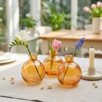 Product Glass vases bulbous mini decorative vases orange Ø7.5cm H9cm 6 pcs