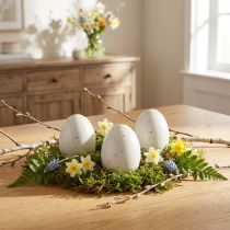 Product Ceramic Easter Eggs Decoration Grey Gold with Dots 8.5cm 3 Pcs