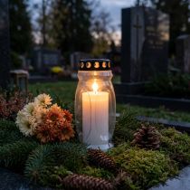 Product Grave candle lantern with black lid 23cm