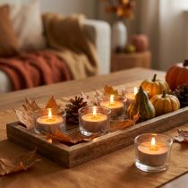 Product Scented candles orange, tea lights scent, room scent candle Ø3.5cm H1.5cm 18 pieces