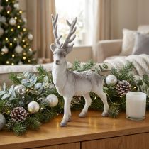 Product Deco deer flocked/snowed 39cm